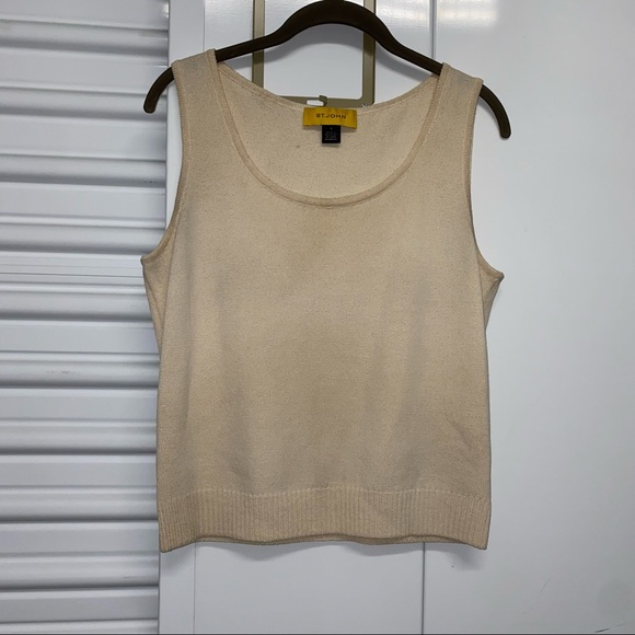 ST JOHN Yellow Label Ivory Knit Tank 🌵Small - Picture 1 of 5
